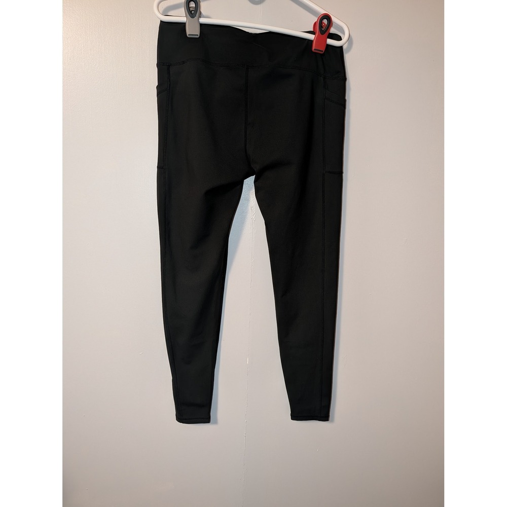Womens Black High Waisted Athletic Leggings with Side Pockets Size 2XL Plus
